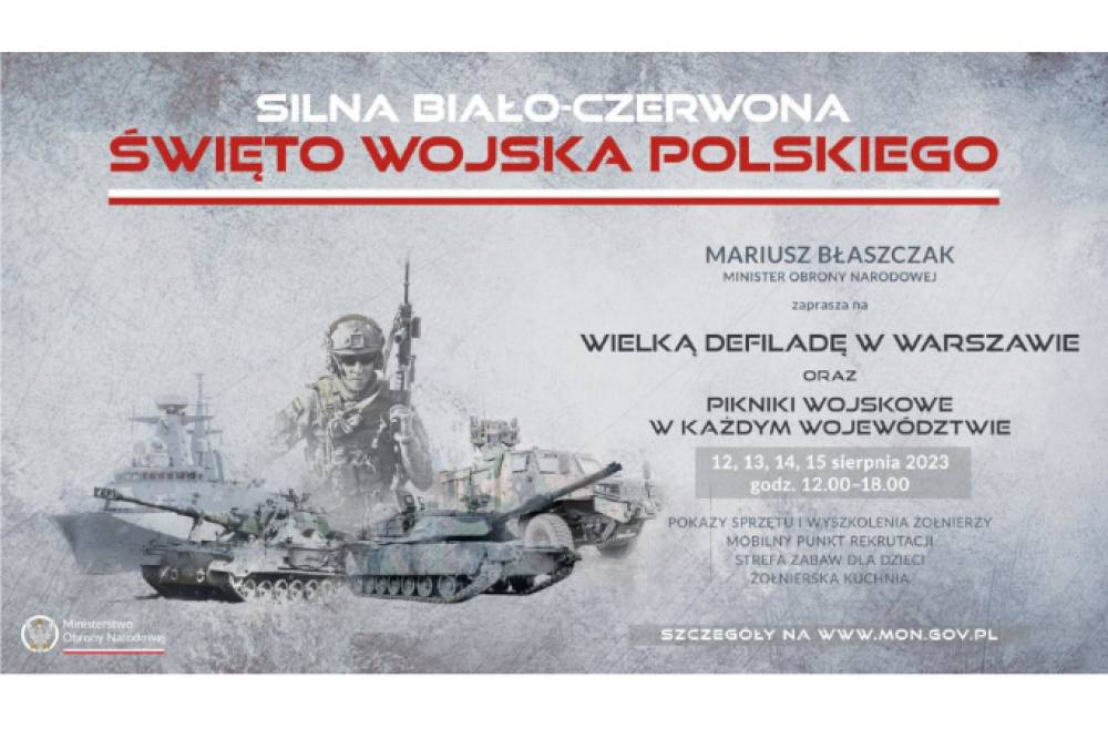 : Grafika promująca obchody Święta Wojska Polskiego.